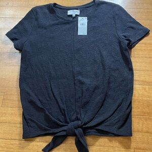 NWT!! Textured & Thread Madewell Womens XS Black Tie-Front Short Sleeve Tee